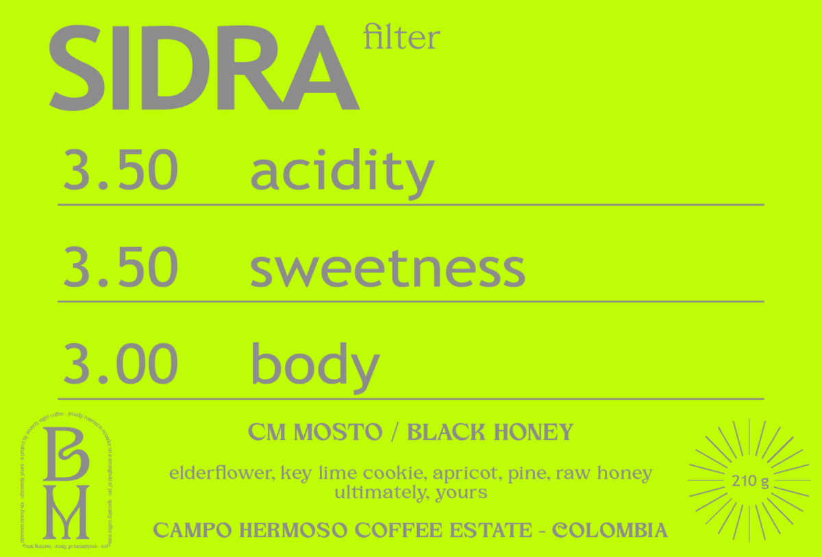 CM MOSTO BLACK HONEY SIDRA from CAMPO HERMOSO COFFEE ESTATE