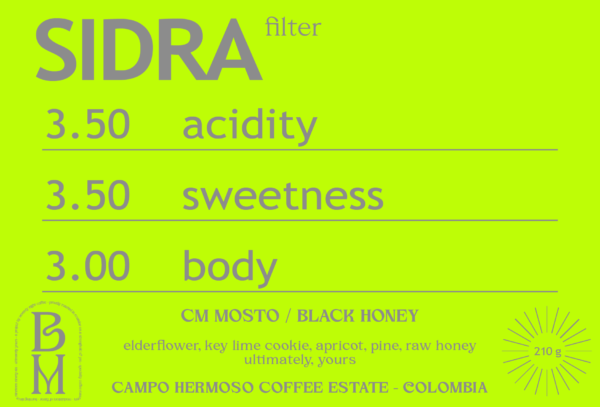 CM MOSTO BLACK HONEY SIDRA from CAMPO HERMOSO COFFEE ESTATE