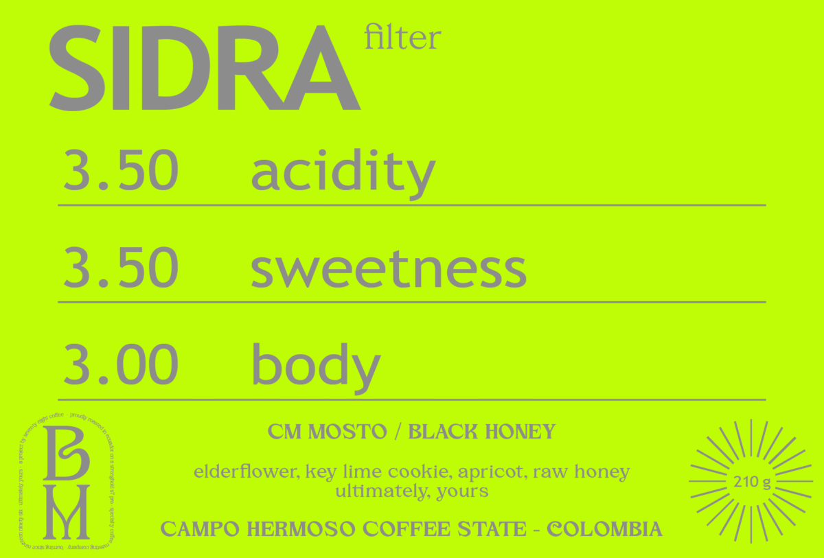 CM MOSTO BLACK HONEY SIDRA from CAMPO HERMOSO COFFEE ESTATE