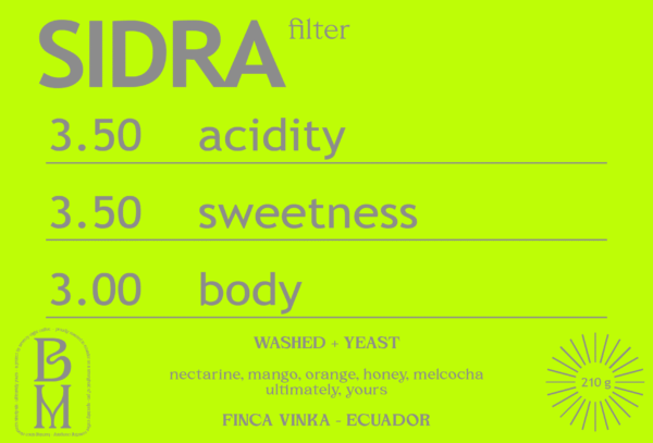 WASHED + YEAST SIDRA from FINCA VINKA